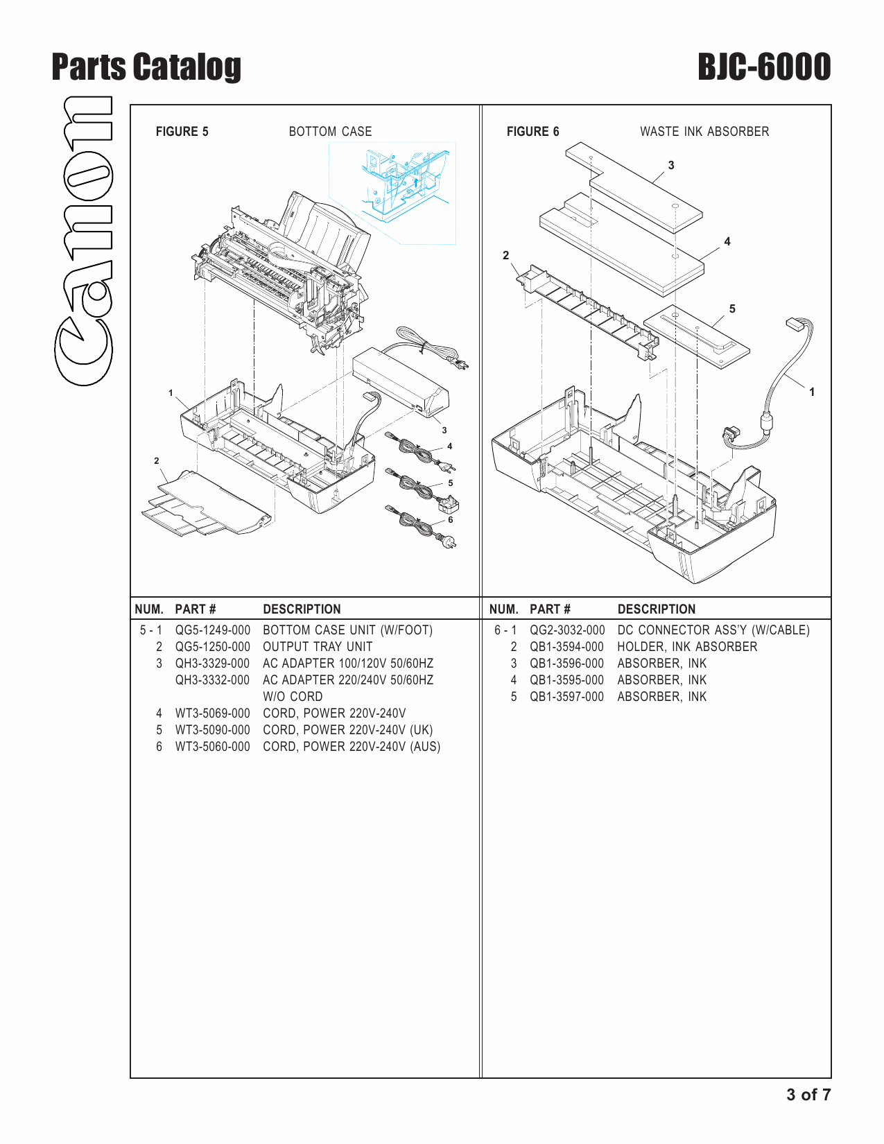 Canon BubbleJet BJC-6000 6010 Parts Catalog Manual-4